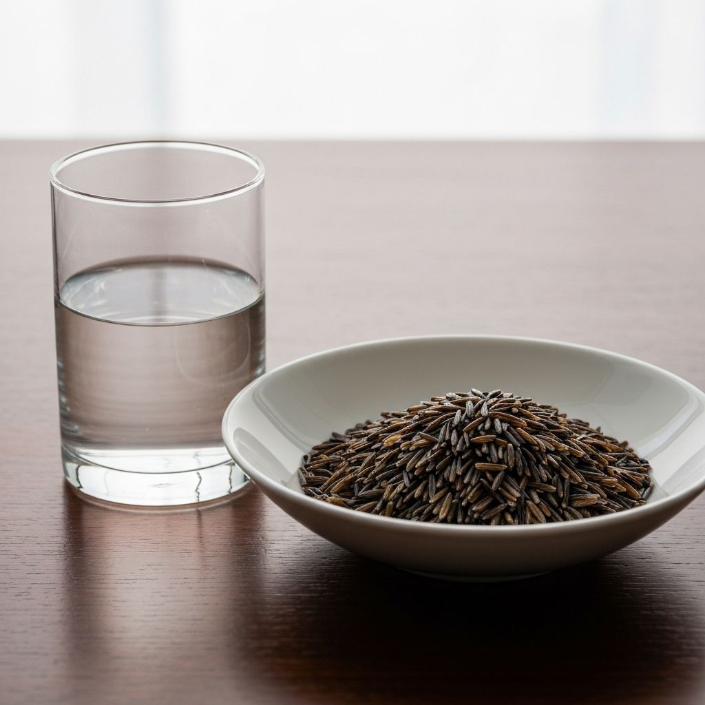 Wild rice portion with water
